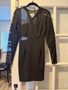 Black mesh dress midi from Express